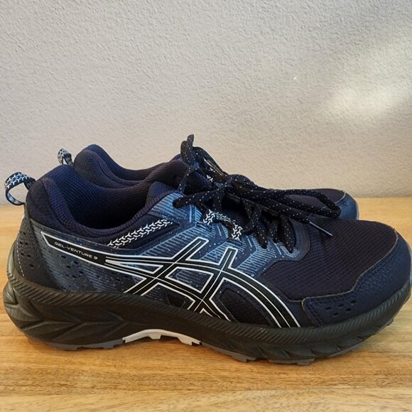 ASICS Gel-Venture 8 Shoes Mens Size 9.5 Blue Black Trail Running Mesh 1011B486 - Picture 1 of 12